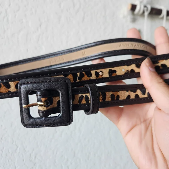 Ann Taylor Leopard Print Belt - Black and Tan - Picture 3 of 5